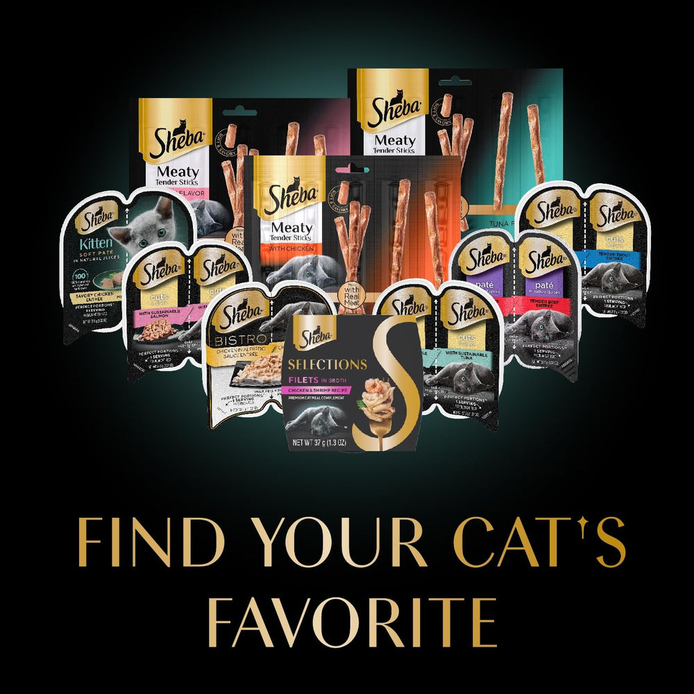 Sheba Selections Filets in Broth cups offer convenient daily treats.