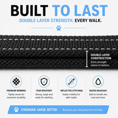 Shed Defender reflective stitching improves nighttime visibility during walks.