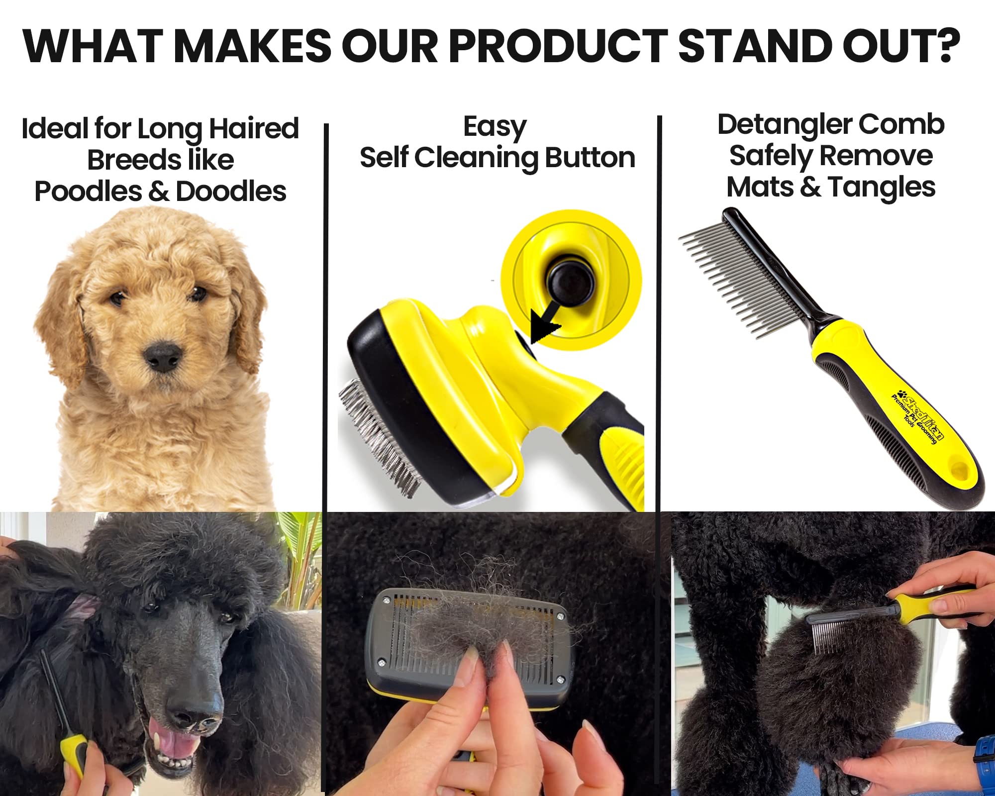 SHEDTITAN dual-teeth detangler comb tackles mats efficiently.