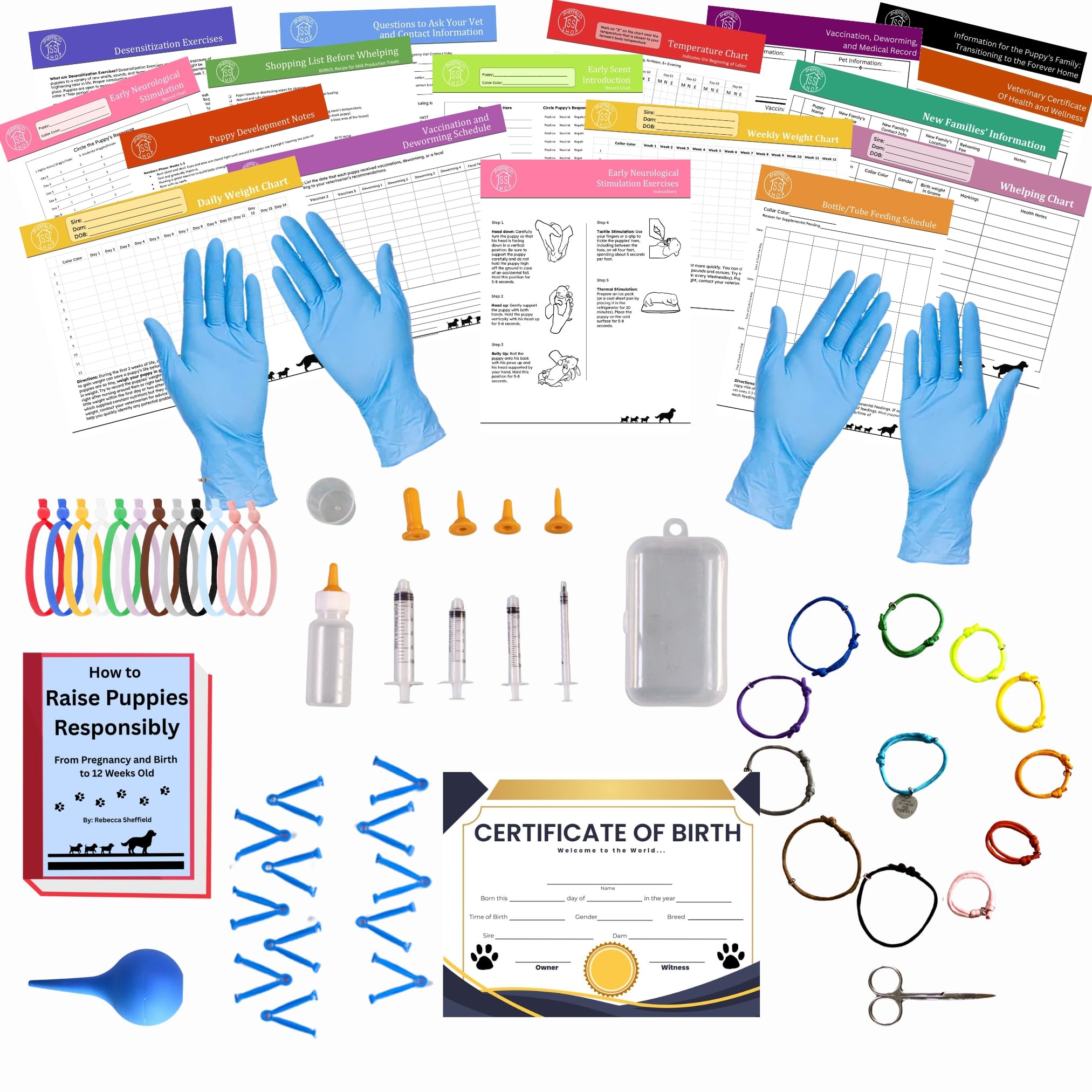 SHEFFIELD SS SHOP Puppy Whelping Kit birth scene supports calm monitoring and care