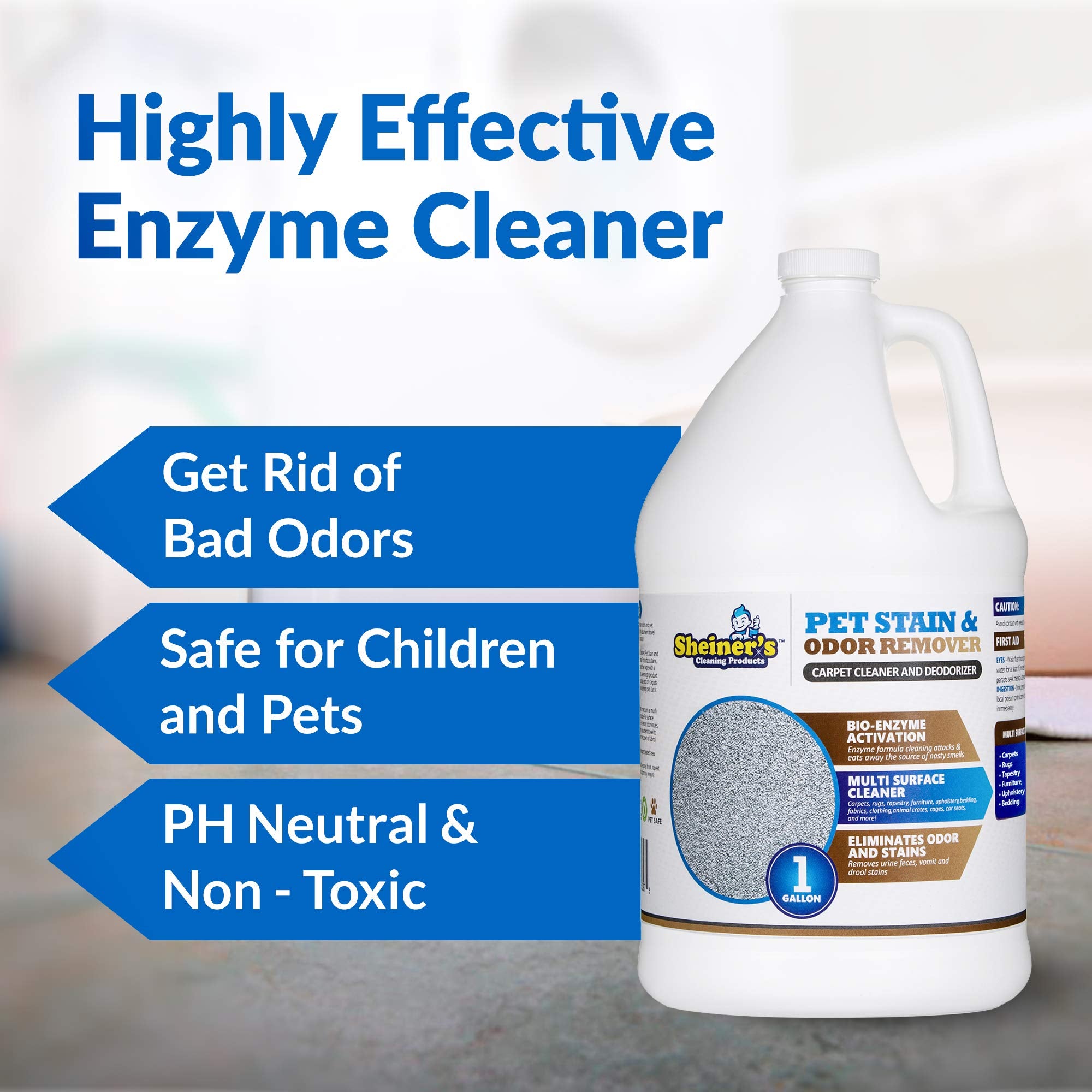 Sheiner's enzymatic cleaner targets dog urine stains for effective carpet refresh
