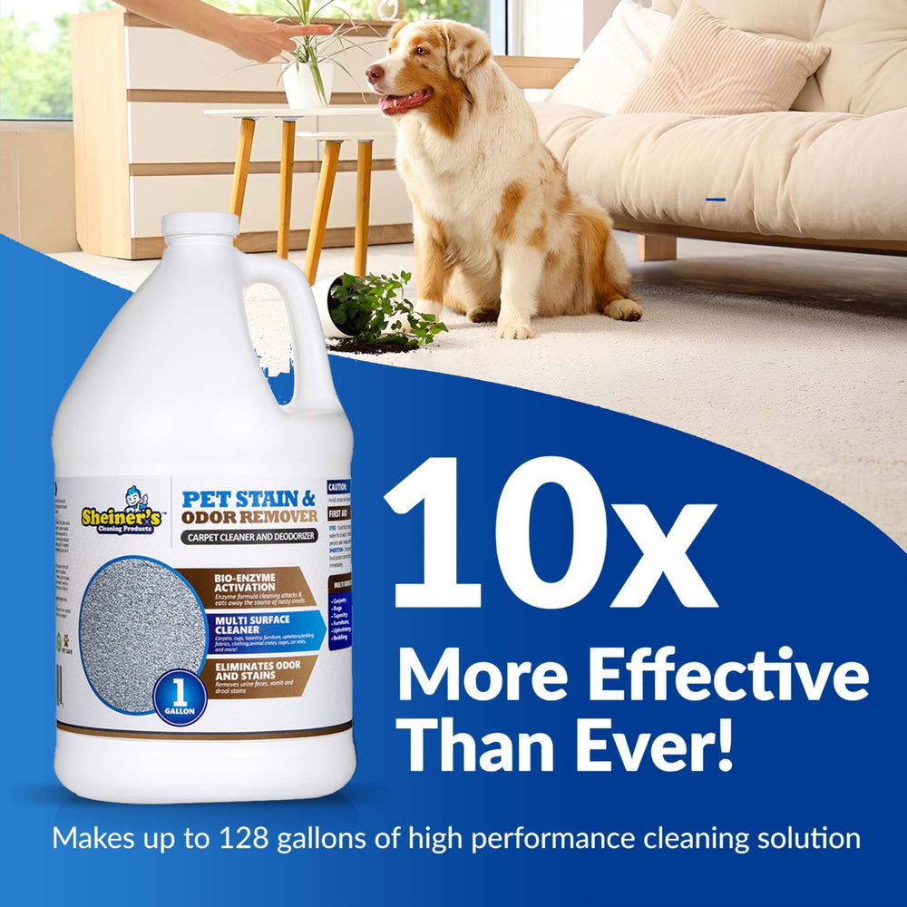 Sheiner's cleaner on carpet and upholstery showcases versatile surface use