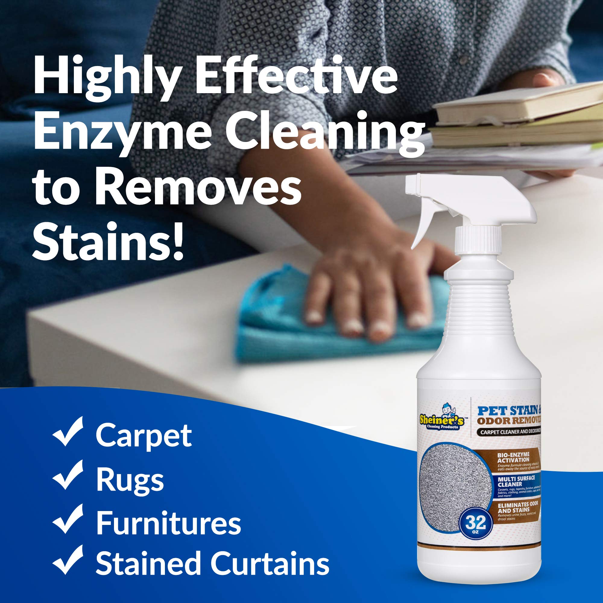 Sheiner's Pet Stain Remover carpet spot neutralizes odors at the source.