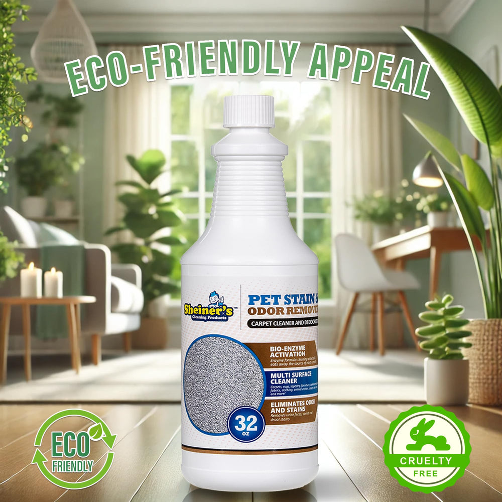 Sheiner's Pet Stain Remover near pet area conveys fresh spaces without harsh chemicals.