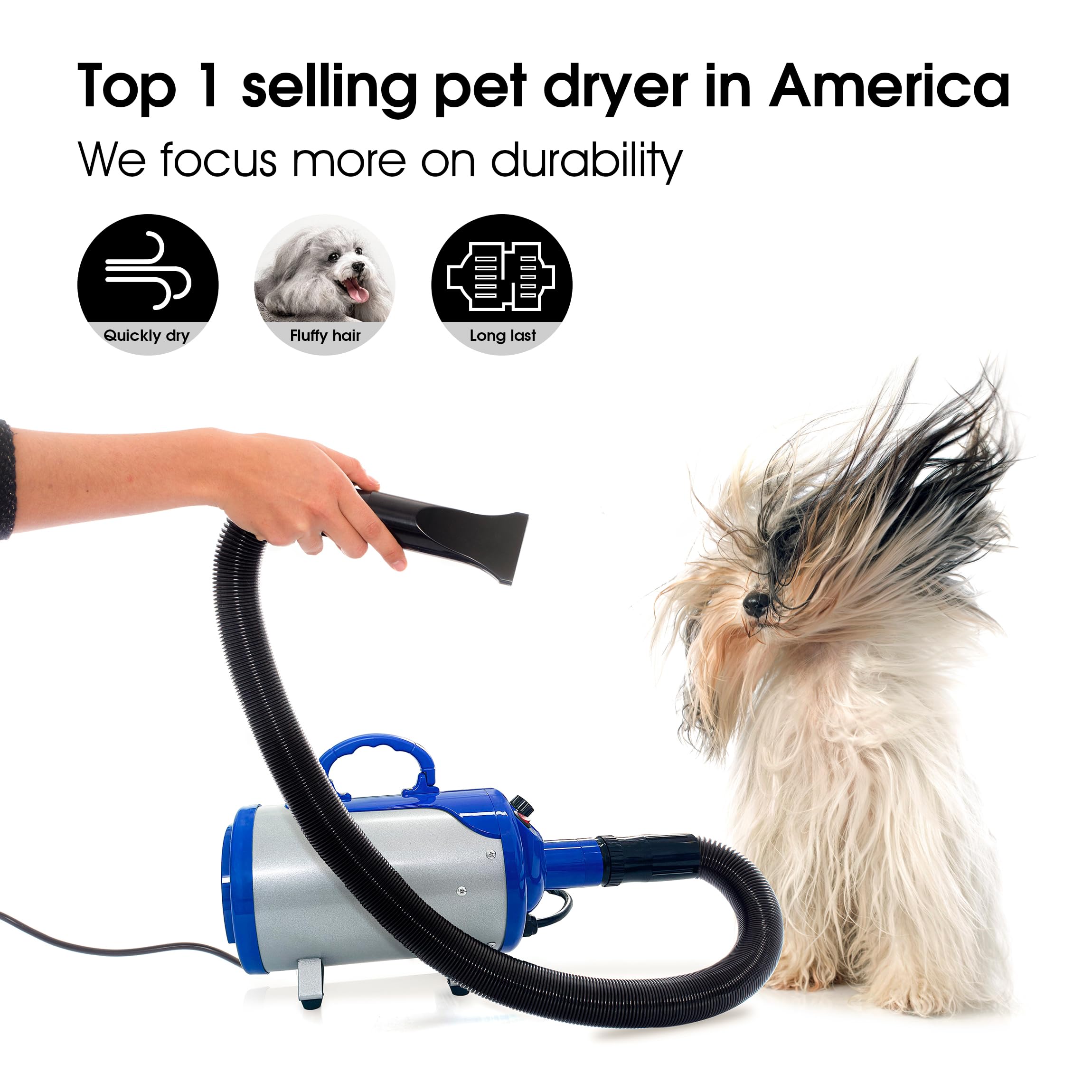 SHELANDY Groomer Partner dryer side view highlighting ergonomic handling.