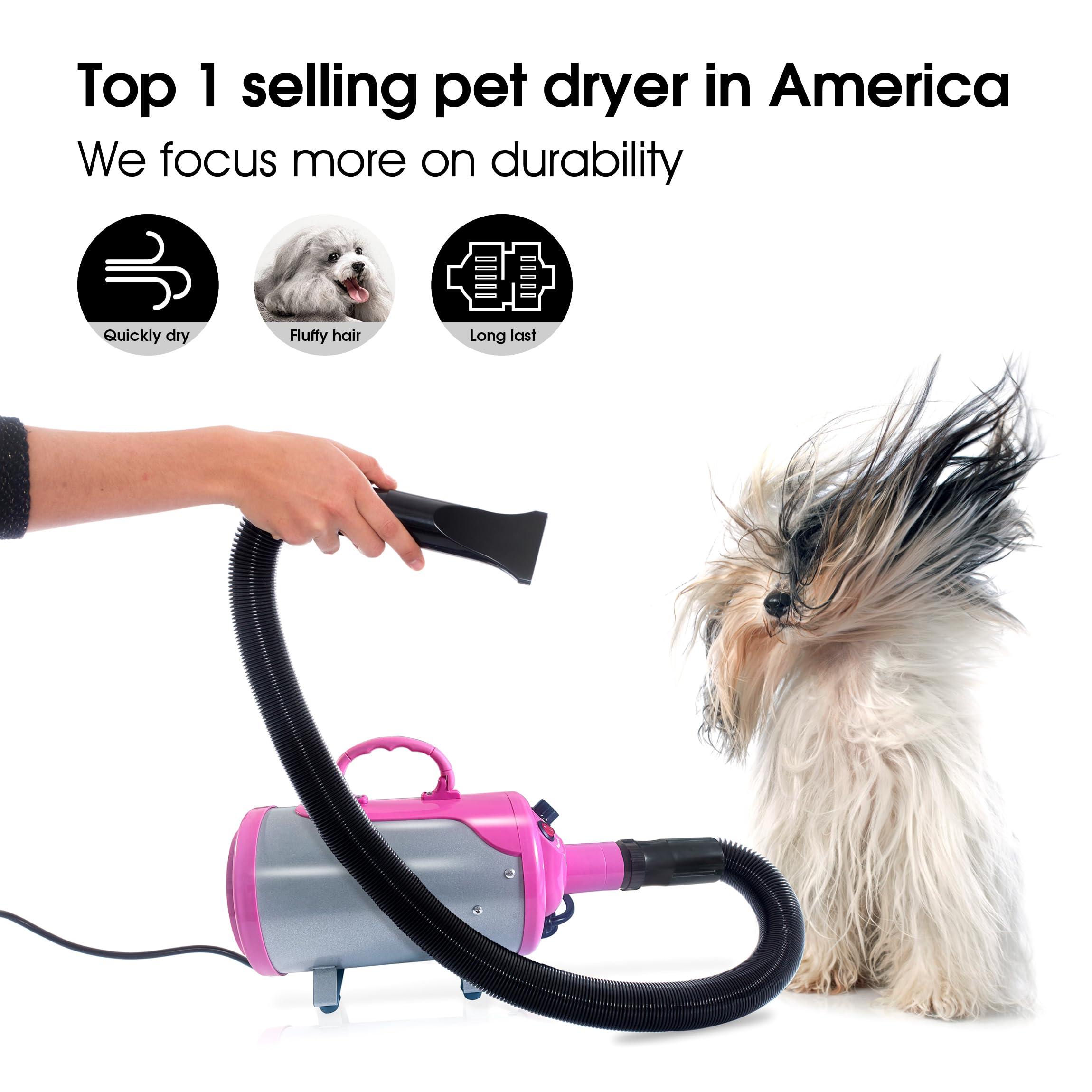 Extendable 7 ft hose on SHELANDY Groomer Partner for longer reach during grooming