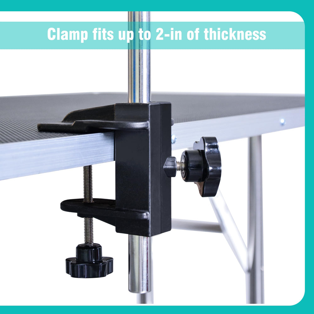 SHELANDY hands-free drying stand helps brushing and styling during grooming sessions.