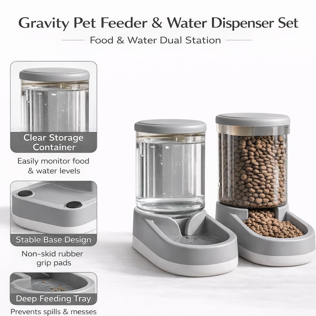 ShelyMoon Gravity Feeder dual reservoirs for food and water extend supply.