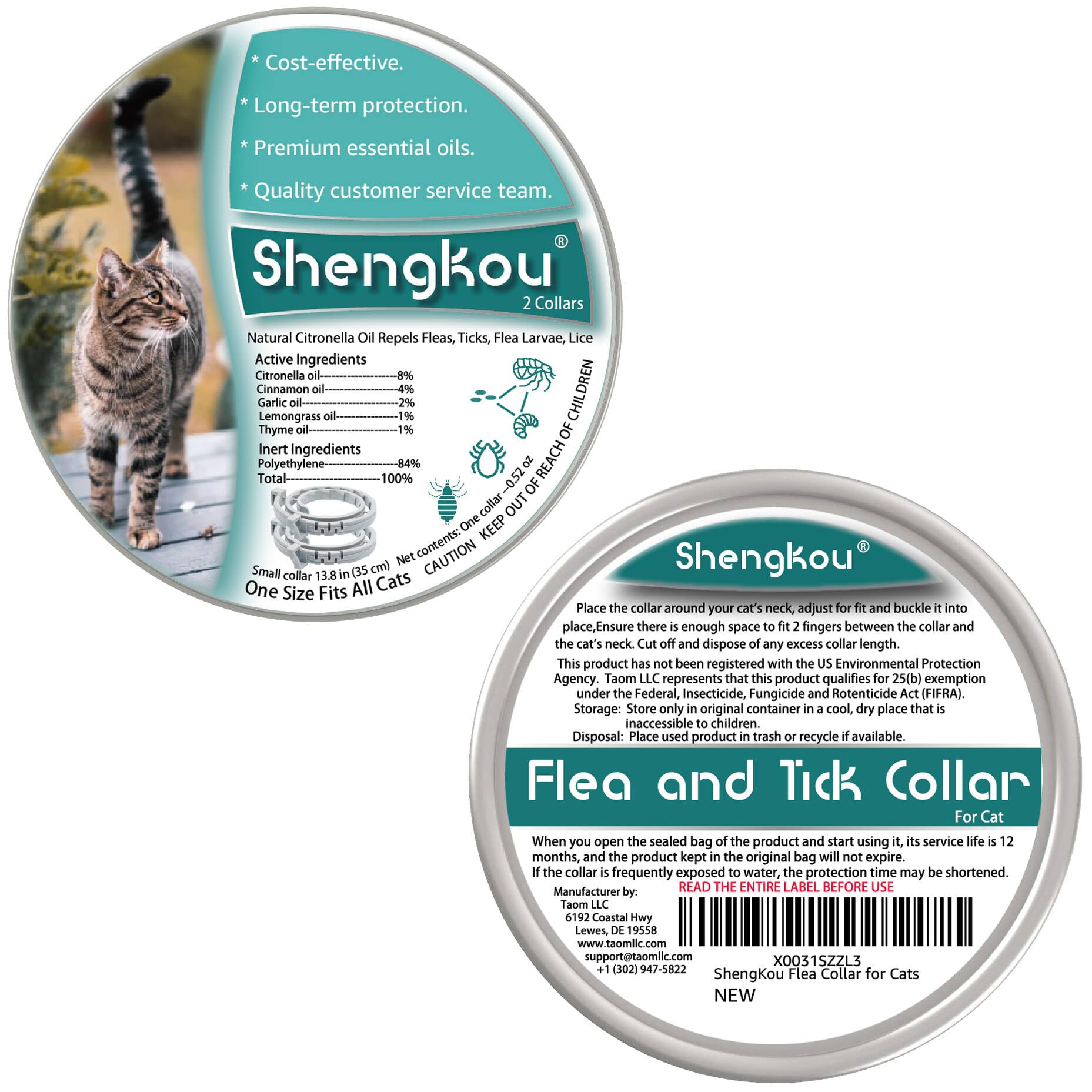 ShengKou flea collar cut-to-fit for any cat size.