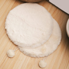 SHENGOCASE 2-pack round faux rabbit fur bed cushions for cozy warmth