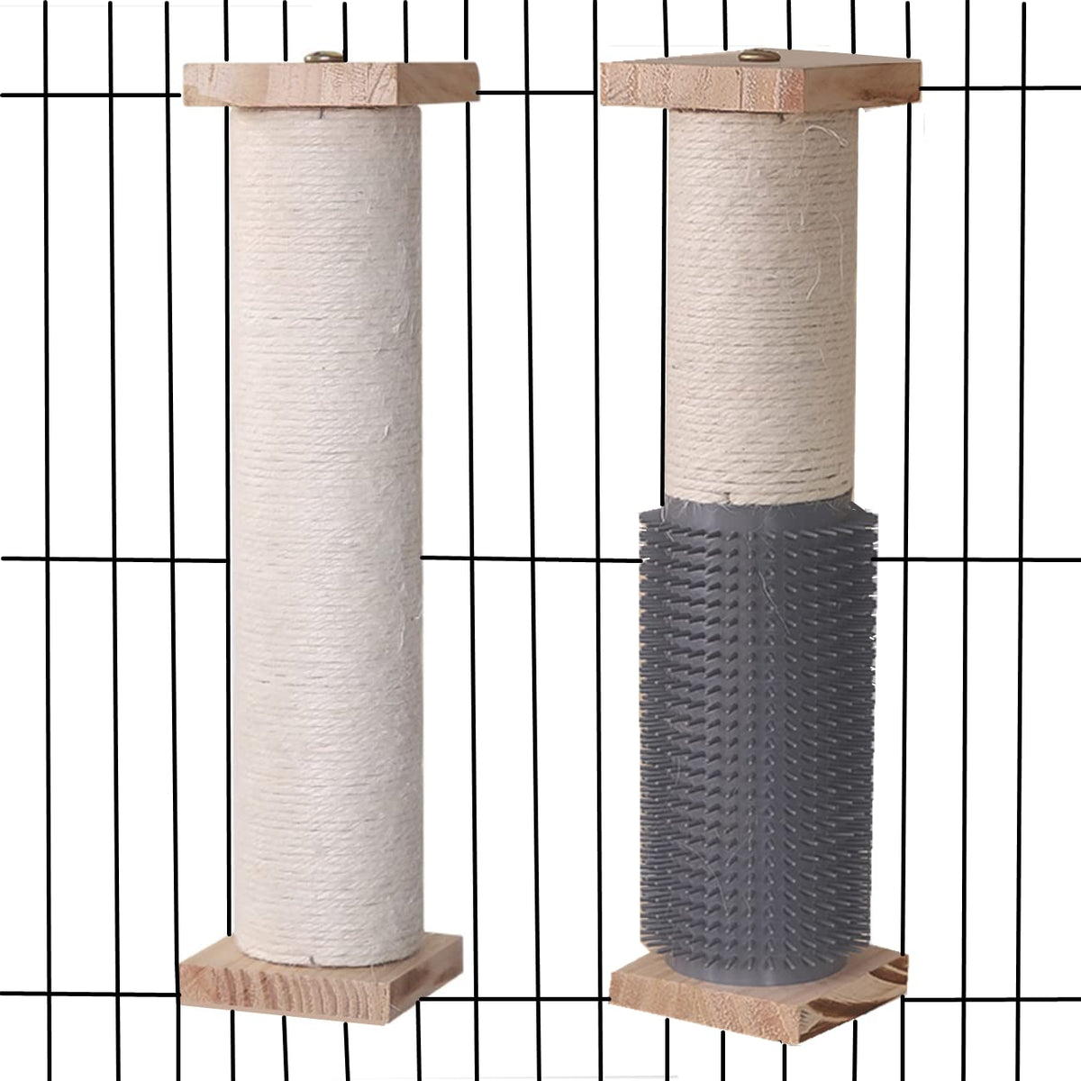 SHENGOCASE cage-mounted scratching post anchors securely to crates for extended scratching sessions.