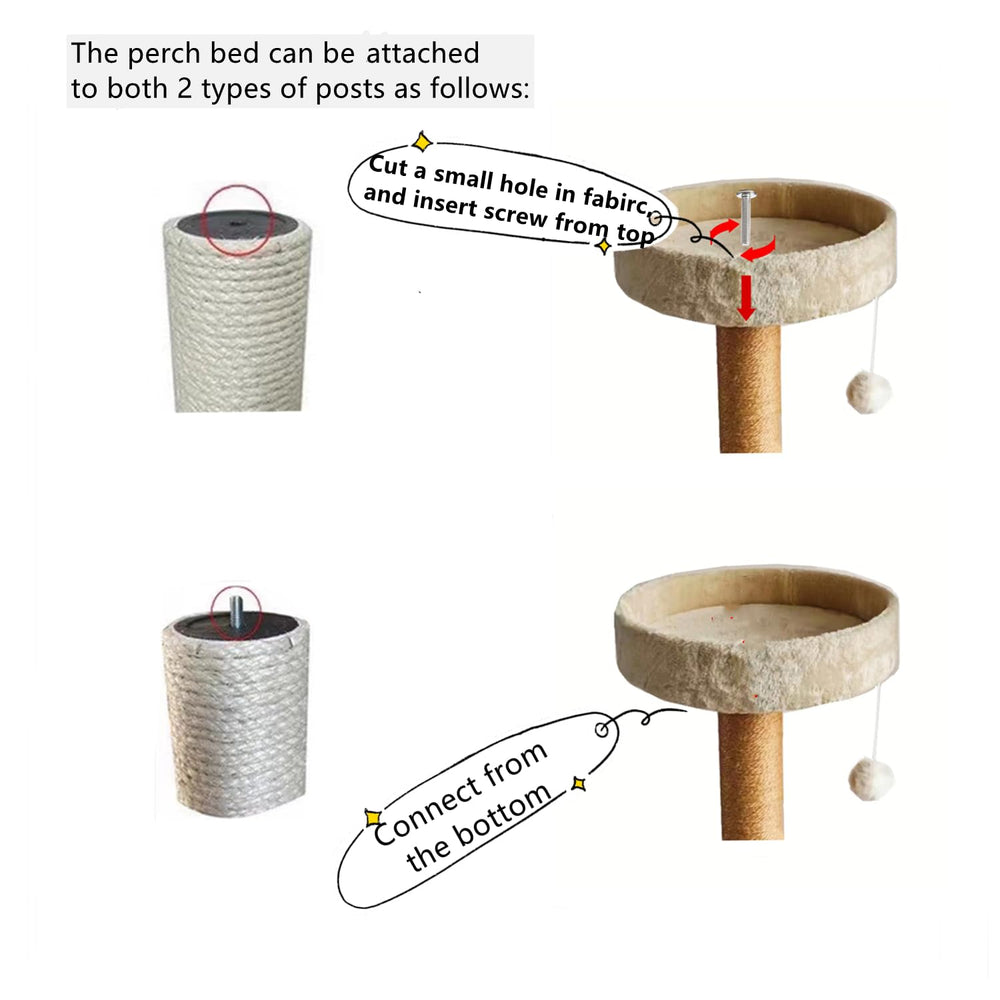SHENGOCASE cat tree replacement bed grey shown on a tower