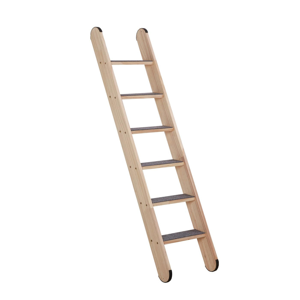 SHENGOCASE solid wood wall ladder side view, sturdy indoor cat perch.