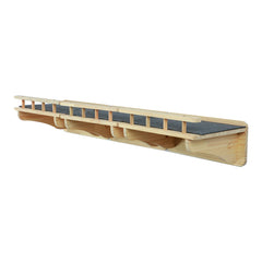 SHENGOCASE wall-mounted cat balcony showcases wood panels for secure vertical play.