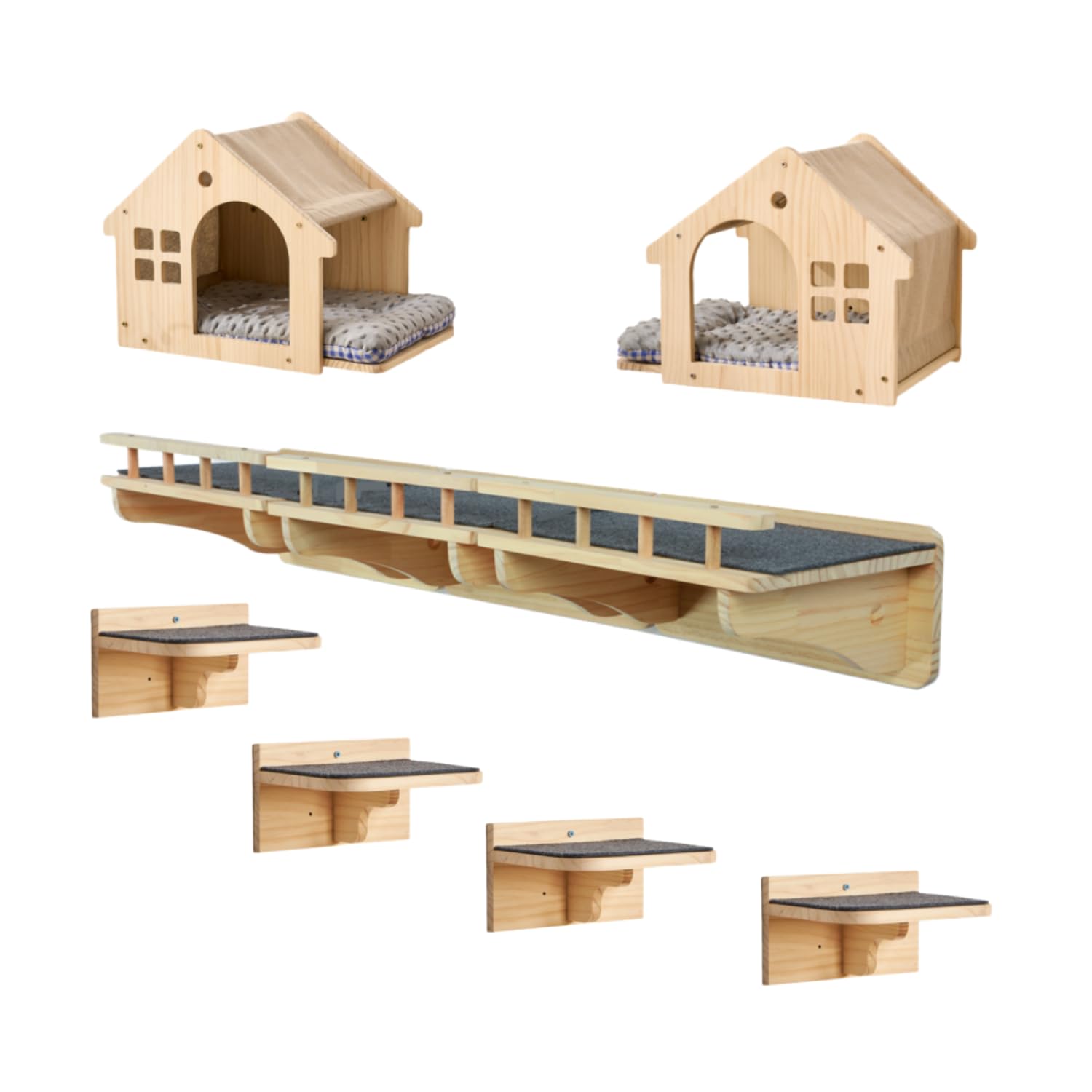 SHENGOCASE wall-mounted cat furniture with a 47.2-inch balcony perch for elevated lounging