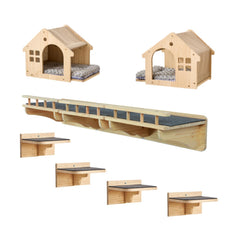 SHENGOCASE wall-mounted cat furniture with a 47.2-inch balcony perch for elevated lounging