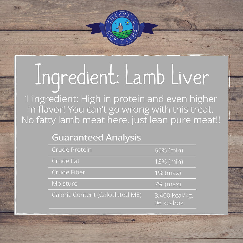 Shepherd Boy Farms lamb liver chunks in bowl, all-natural ingredients.
