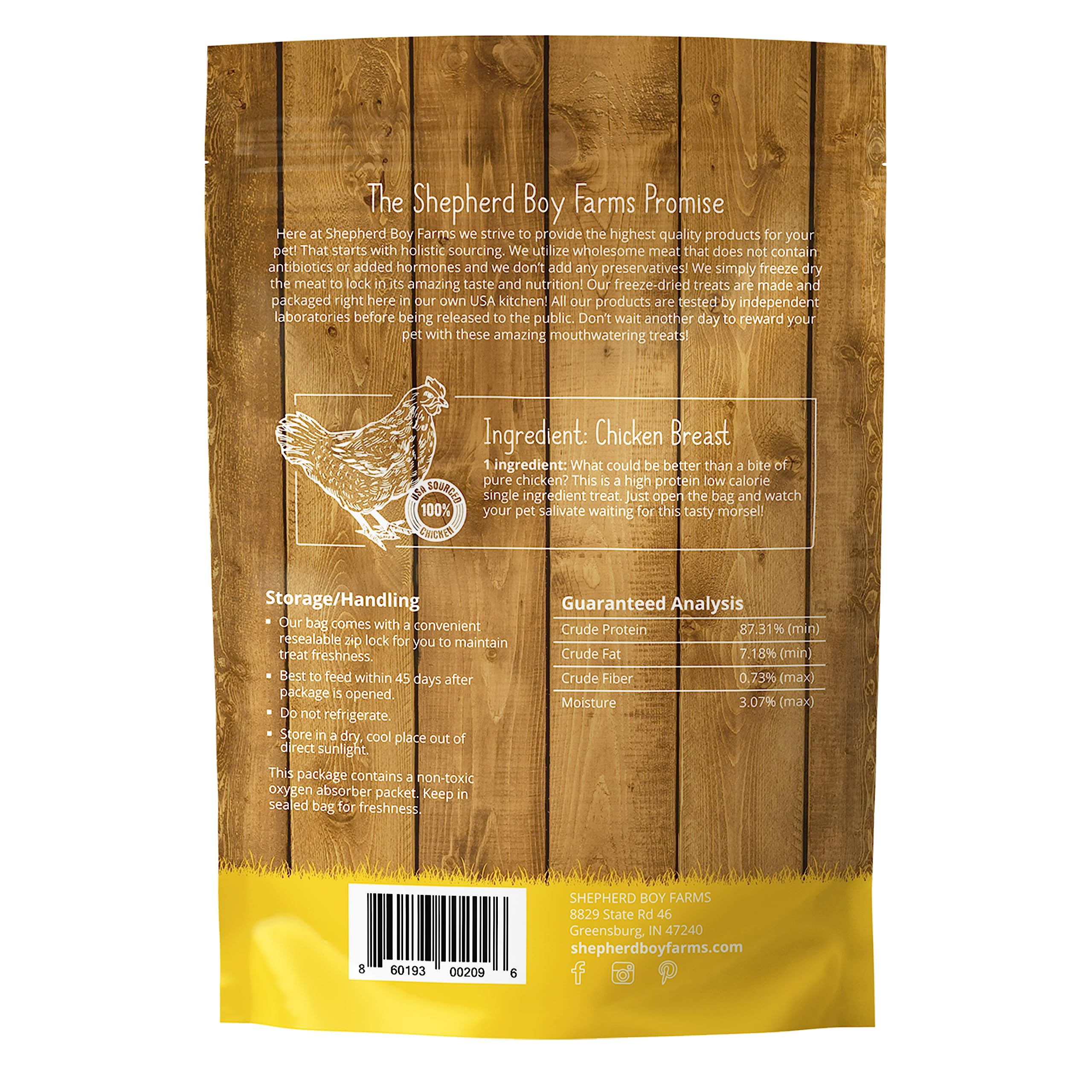 Shepherd Boy Farms premium protein snack for dogs and cats.