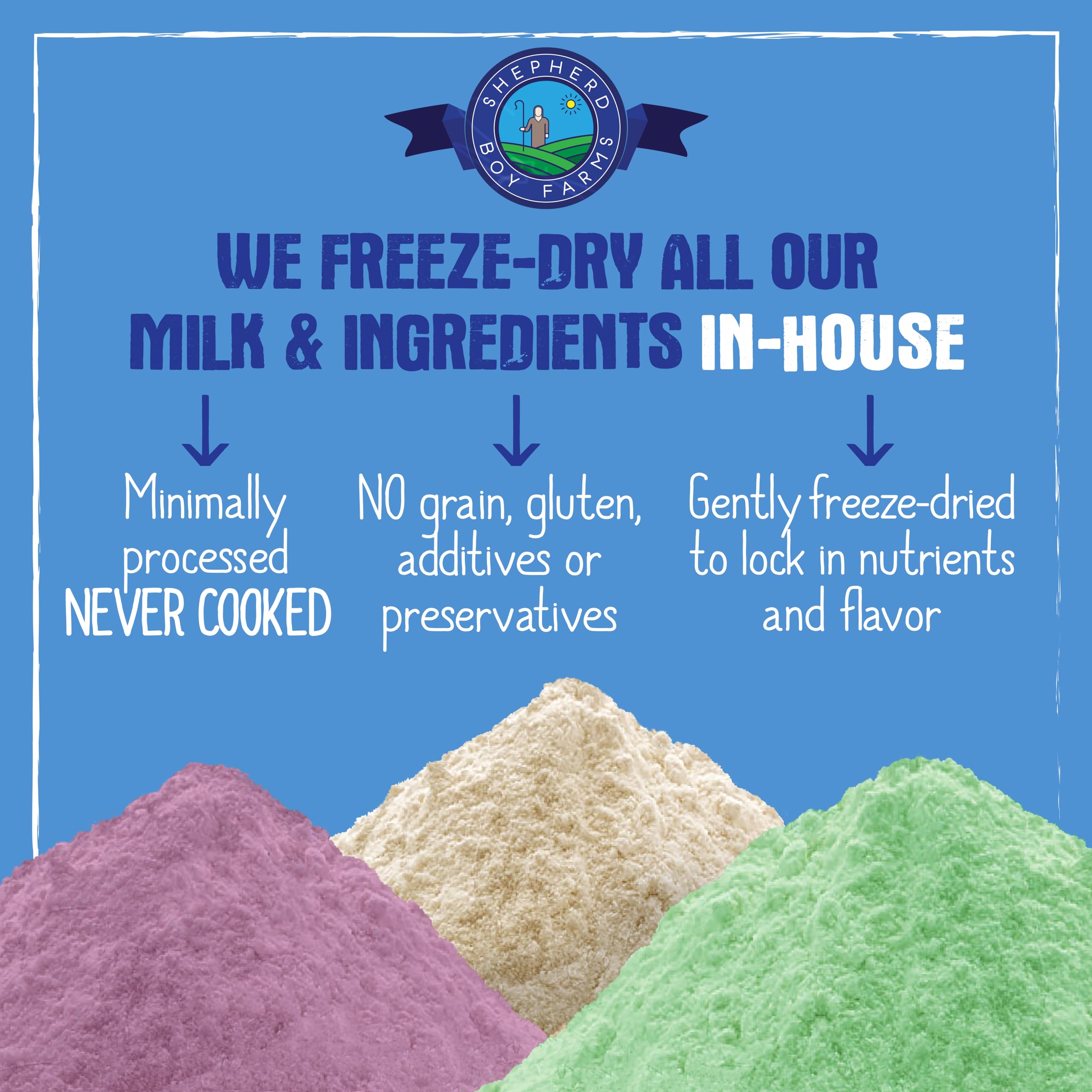 Shepherd Boy Farms protein-rich goat milk for pets.