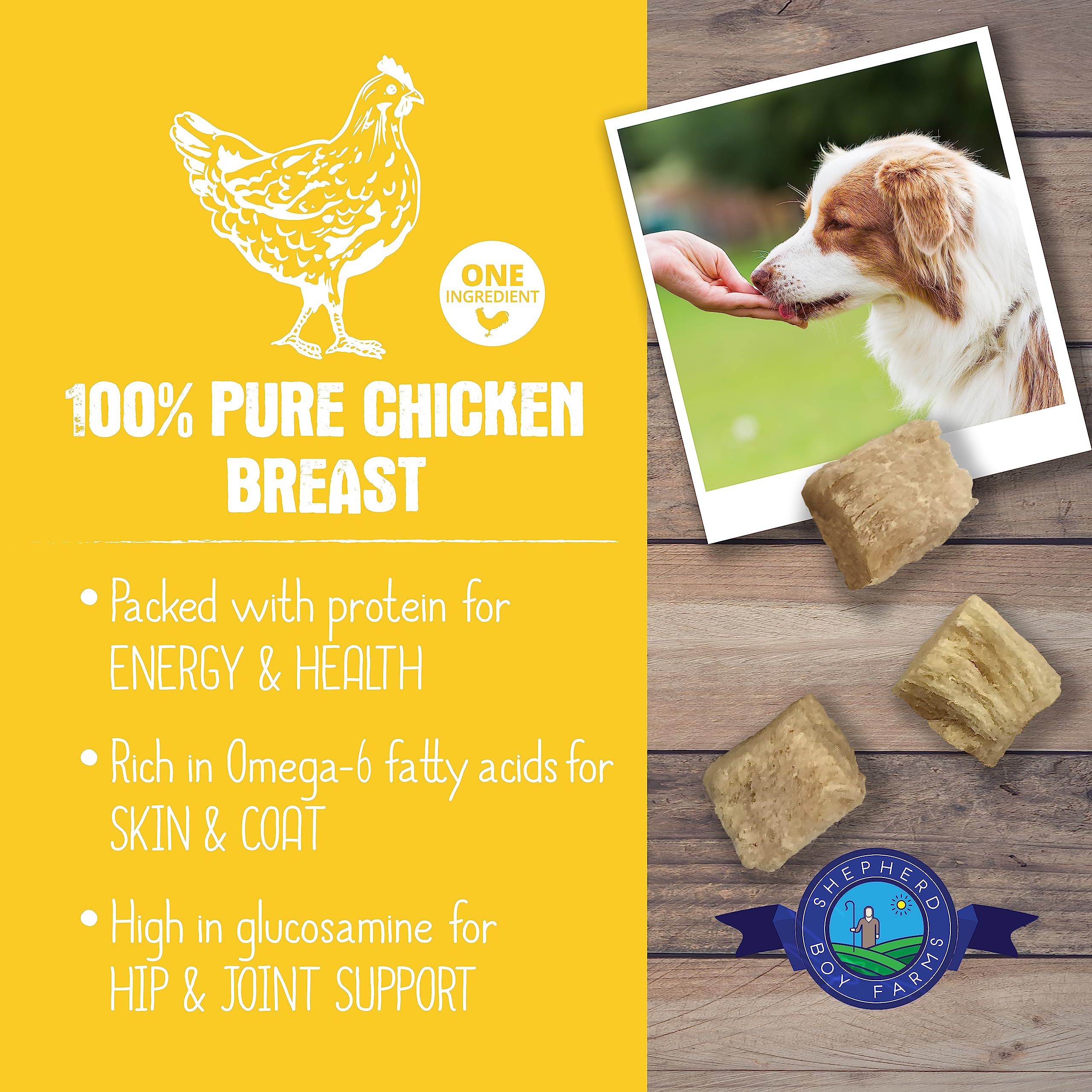 Protein rich snack by Shepherd Boy Farms supports active dogs and cats