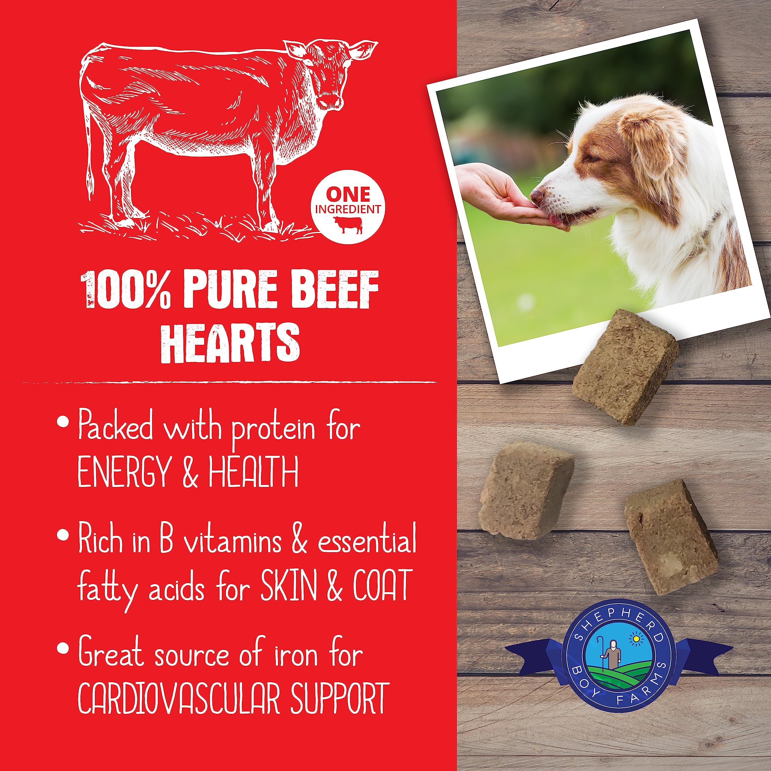 Shepherd Boy Farms single-ingredient beef heart label communicates nutrition focus