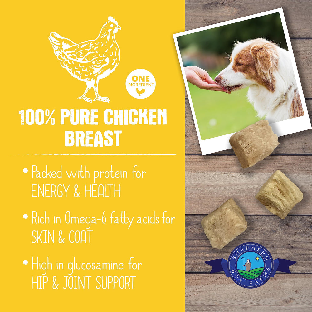 Shepherd Boy Farms USA-made freeze-dried treat preserves natural nutrients.