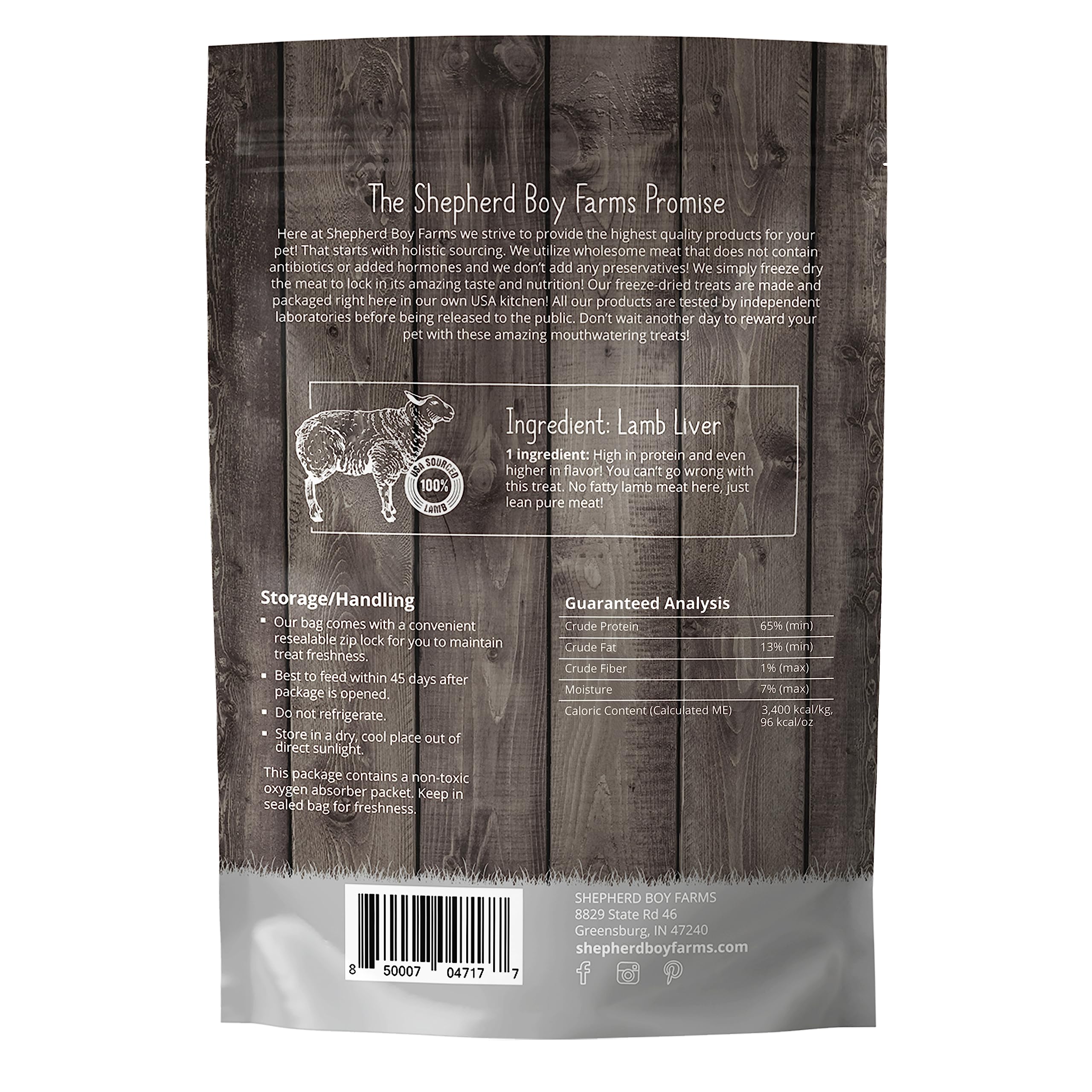Shepherd Boy Farms USA-made label on bag.