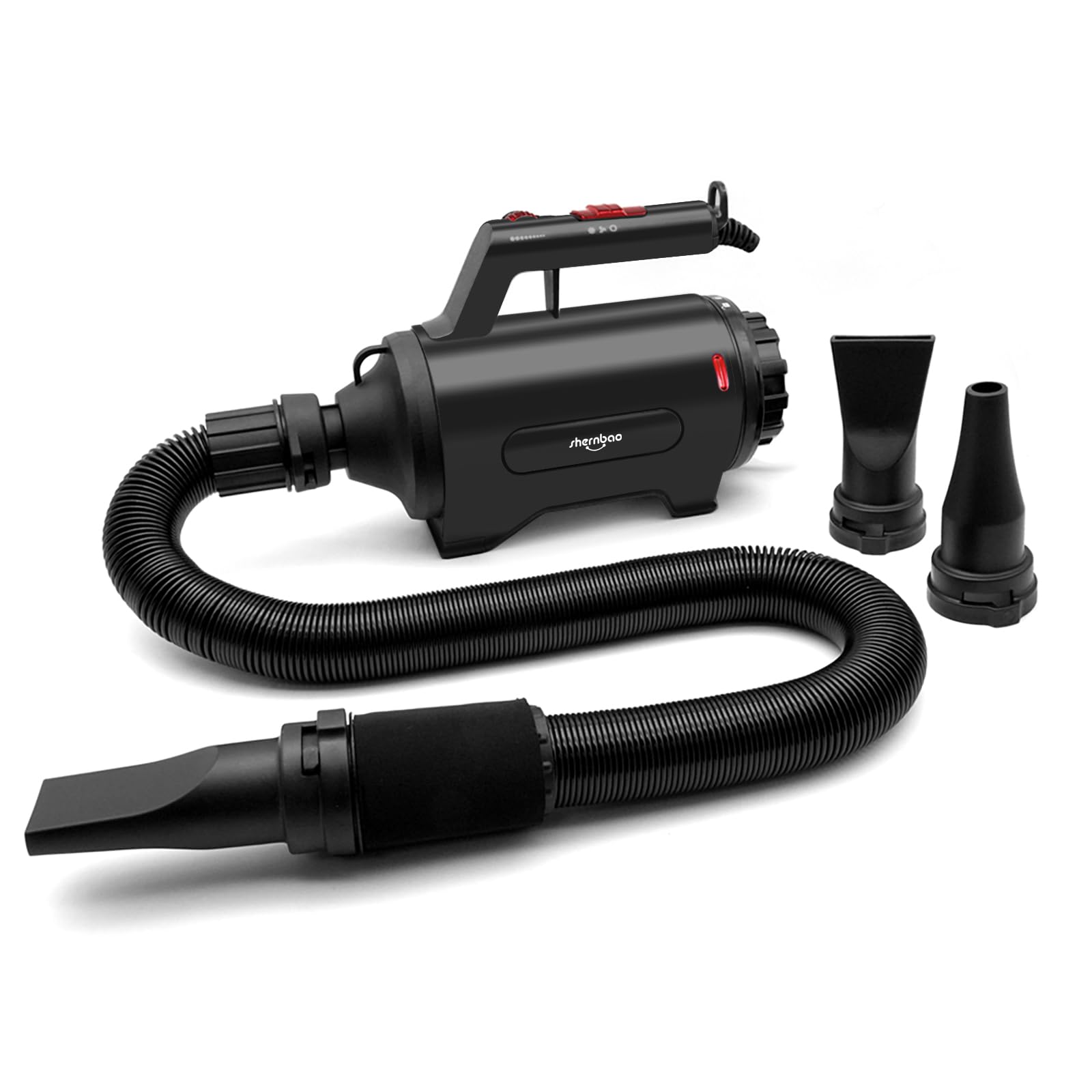 SHERNBAO dog dryer front view showing high-velocity airflow for efficient grooming