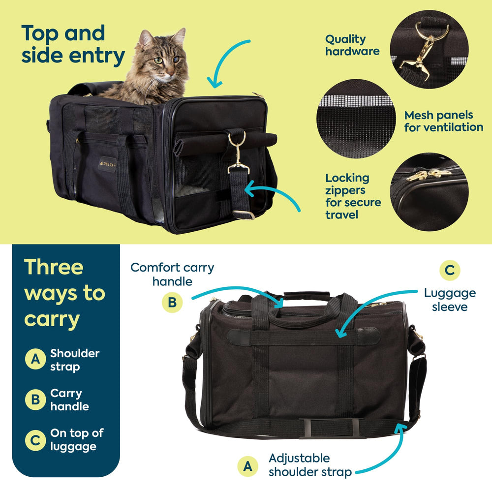 Sherpa Delta Deluxe accommodates pets up to 16 pounds with room to stand.