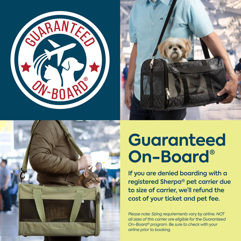 Sherpa Delta Deluxe seatbelt strap adds secure transport through busy terminals.