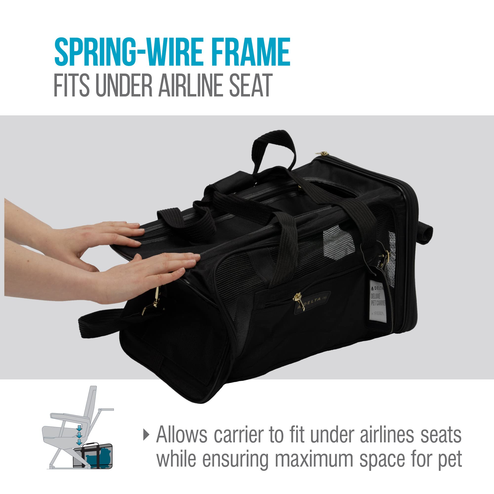 Sherpa Delta Deluxe durable zipper keeps your pet safely contained.