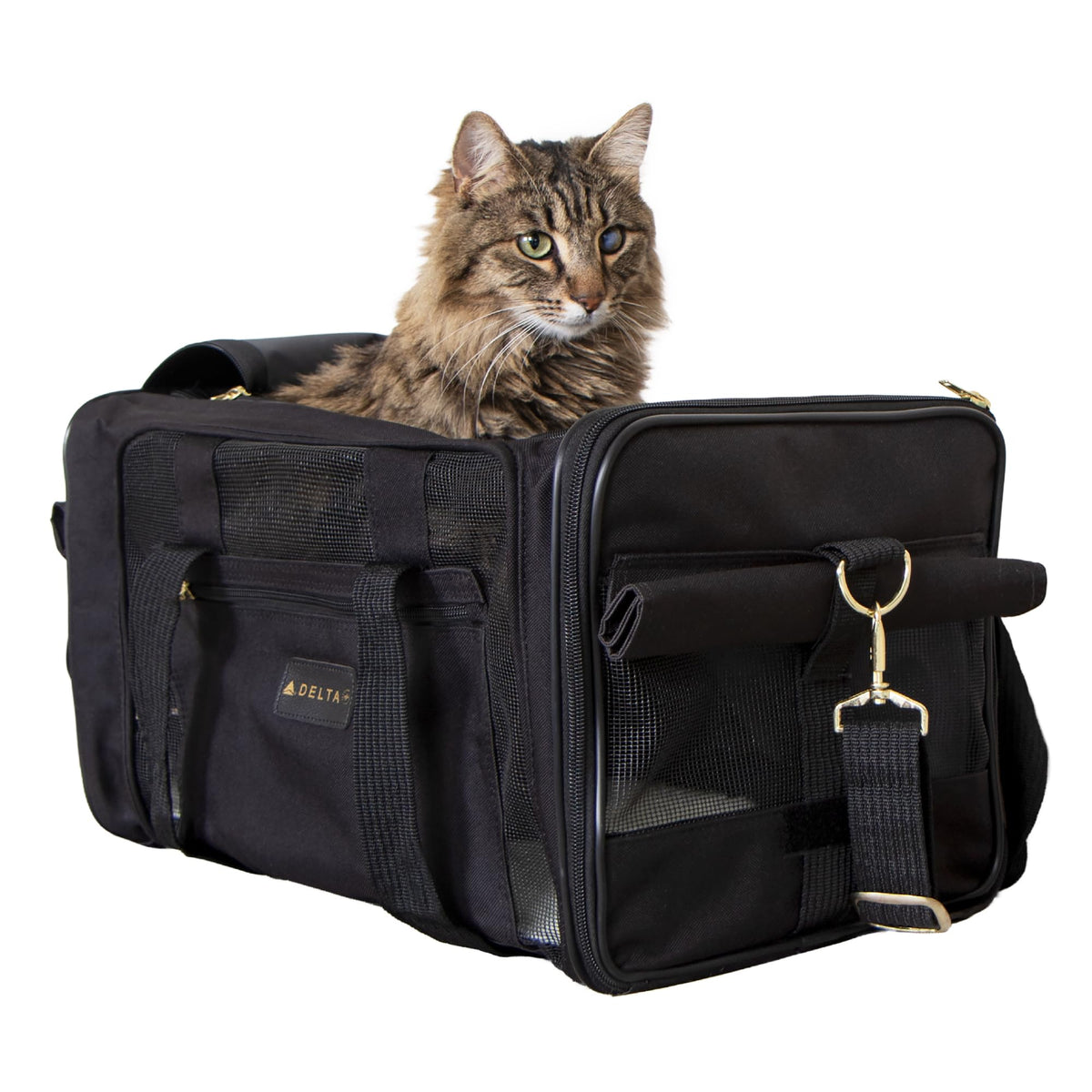Sherpa Delta Deluxe under-seat layout keeps your pet close and saves cabin space.