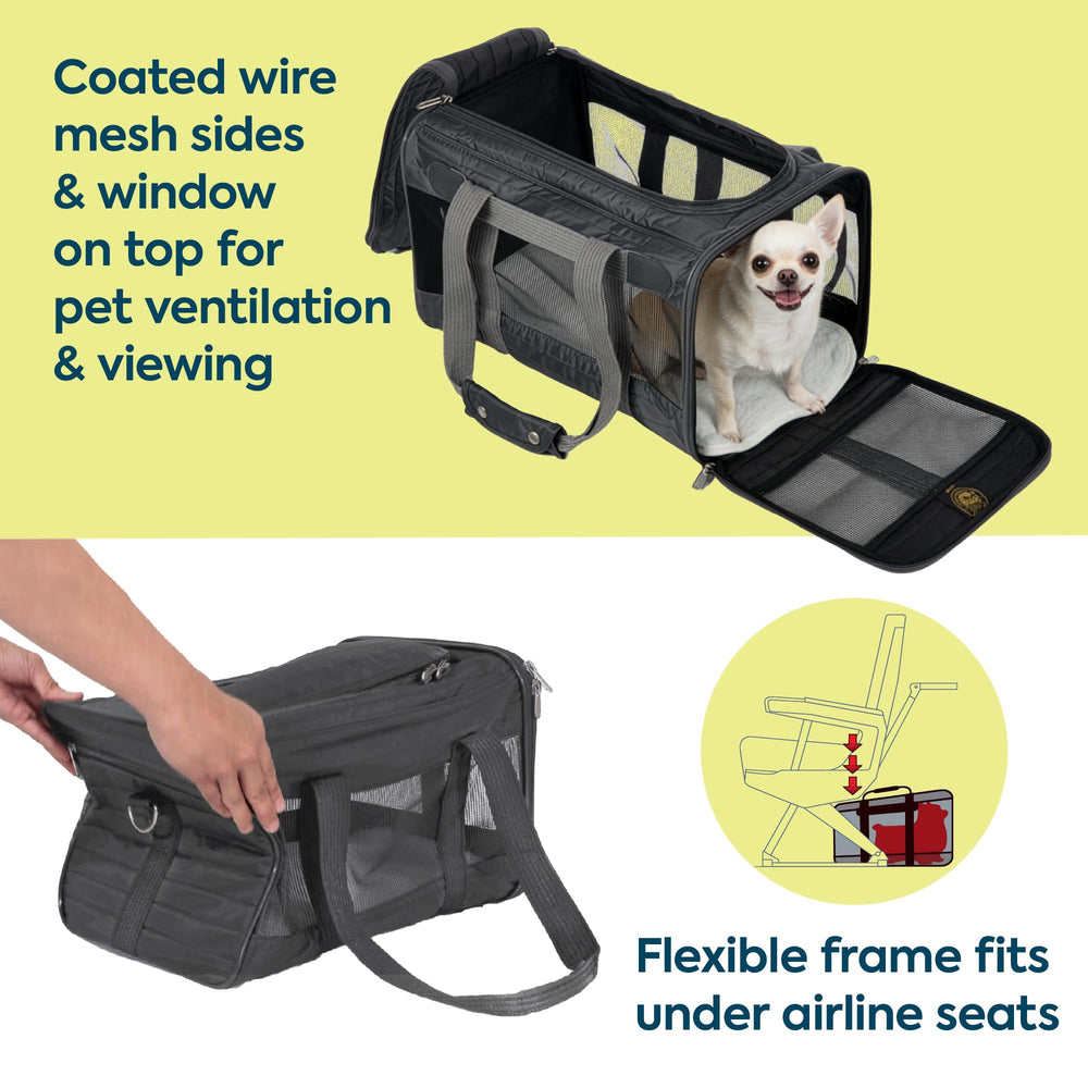 Sherpa Original Deluxe carrier shown with airline approval