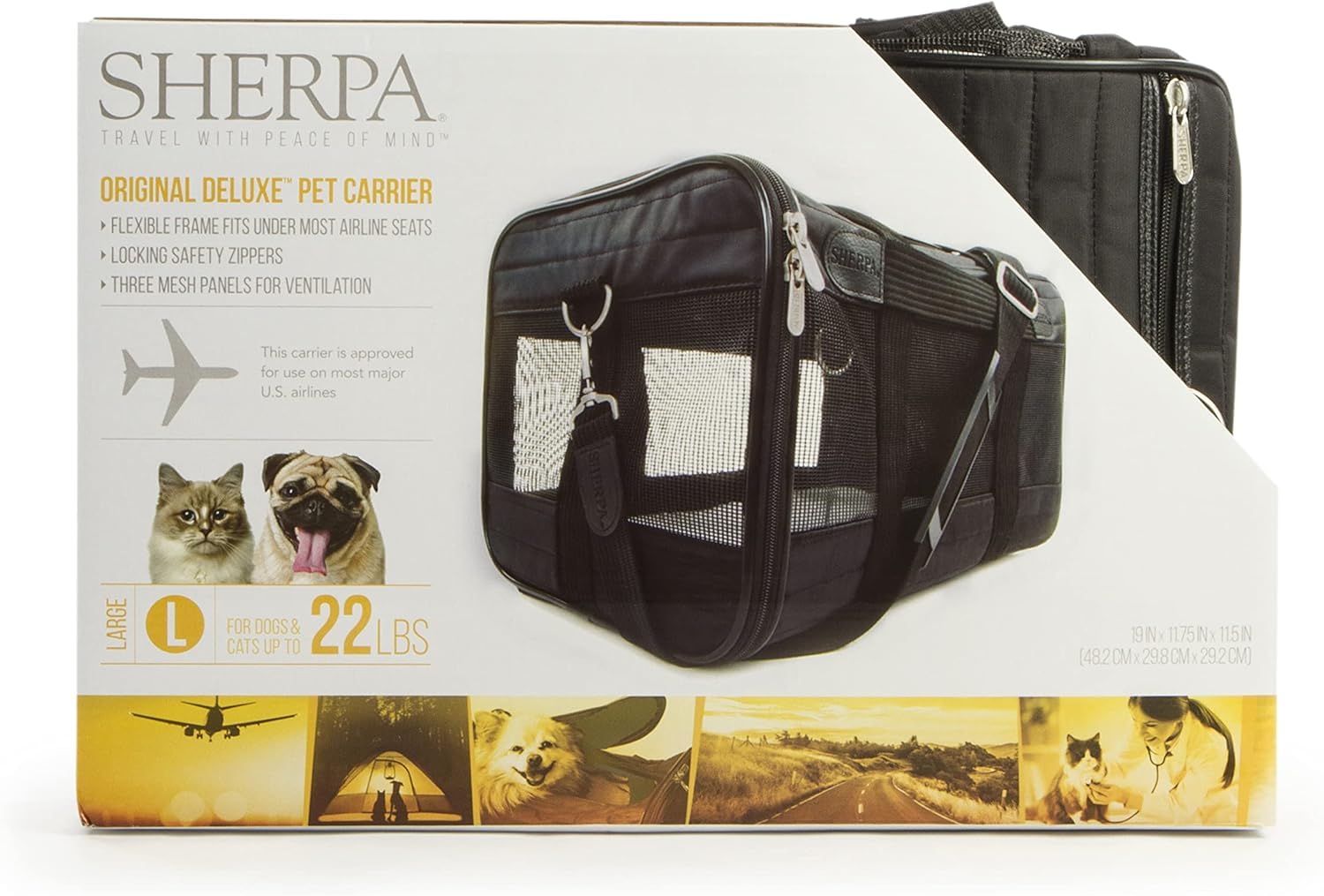 Sherpa Original Deluxe carrier padded shoulder strap for comfortable carrying