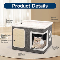 Shikha cat bed with round window for visual engagement and observation