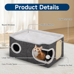 Shikha cat cube spacious interior supports stretching and play for multi-cat homes.