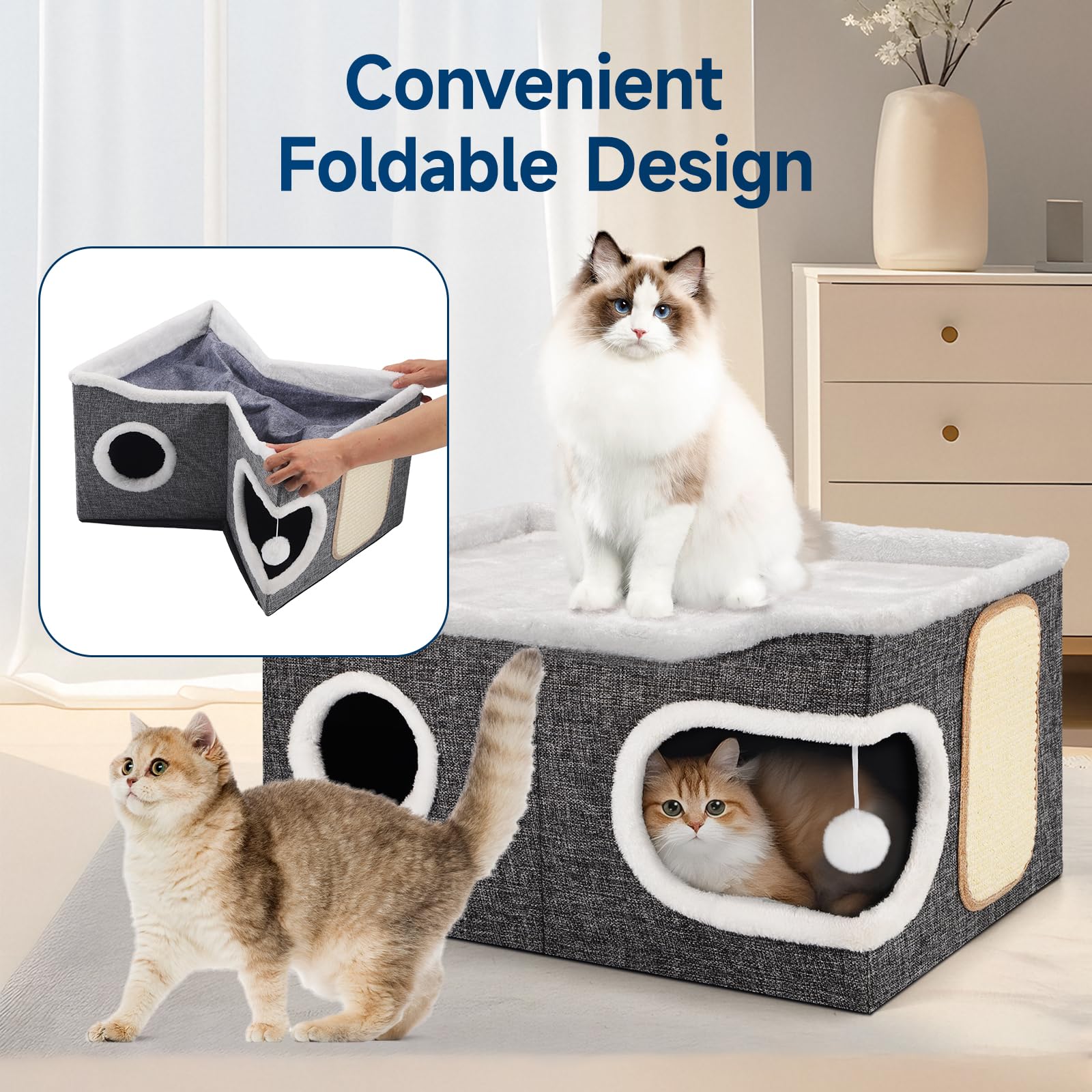 Shikha cat cube strong structure supports energetic cats with reliable stability.