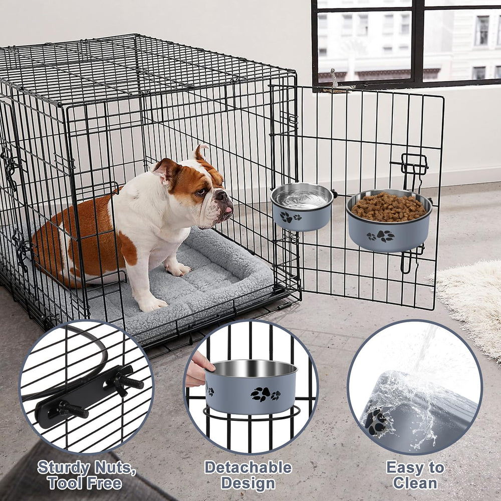 ShineMe food and water bowls offer easy refills and cleaning in crates.