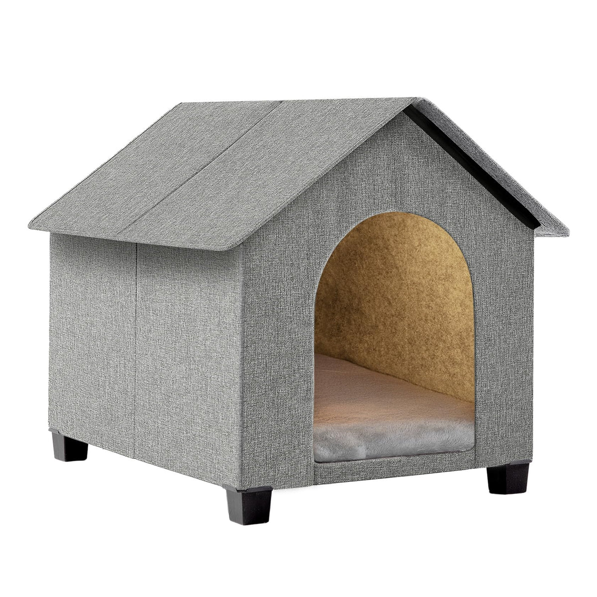 SHINEBBYS Indoor Dog House with elevated legs promotes airflow and dryness for pets.