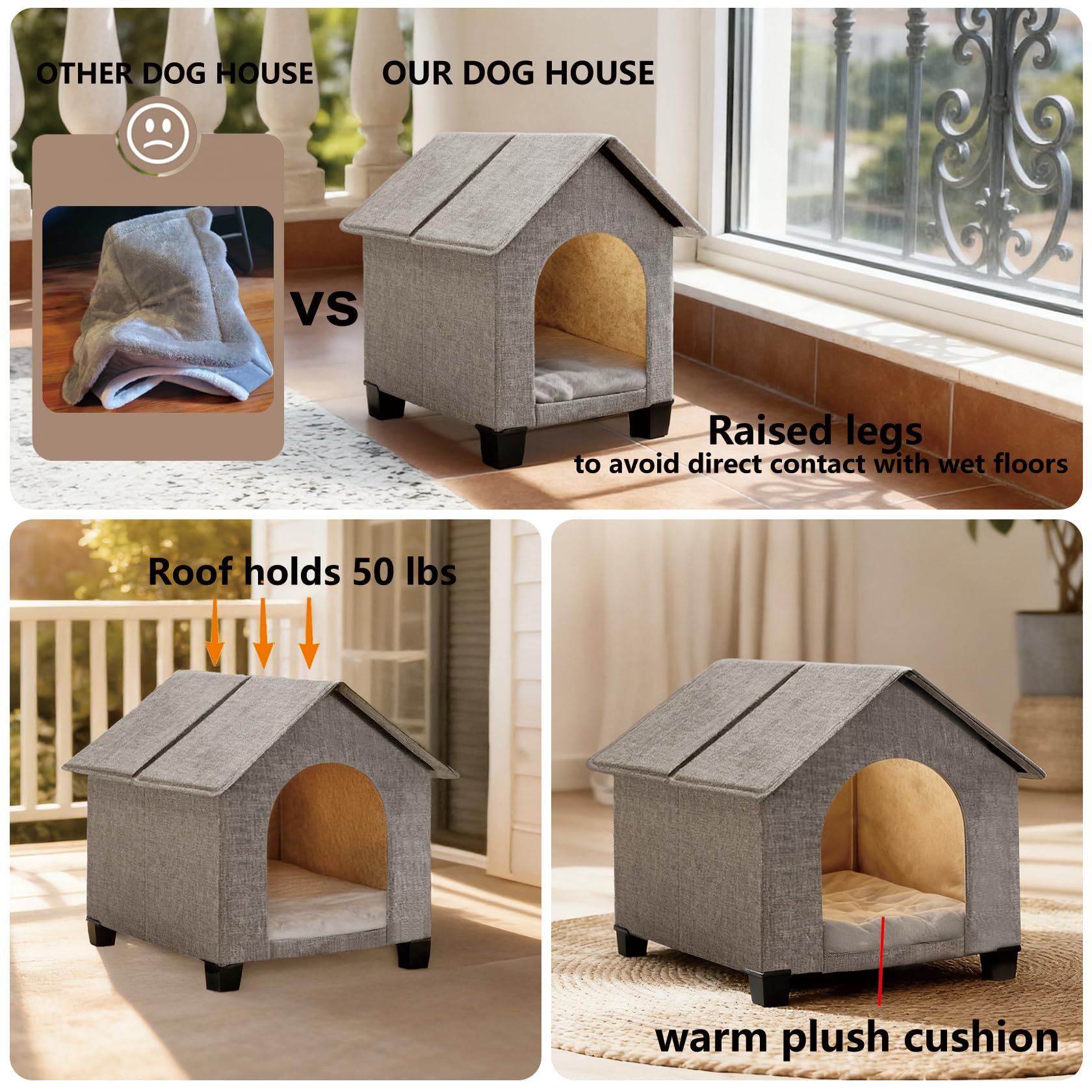SHINEBBYS dog cave bed semi enclosed design locks in warmth for cozy naps.
