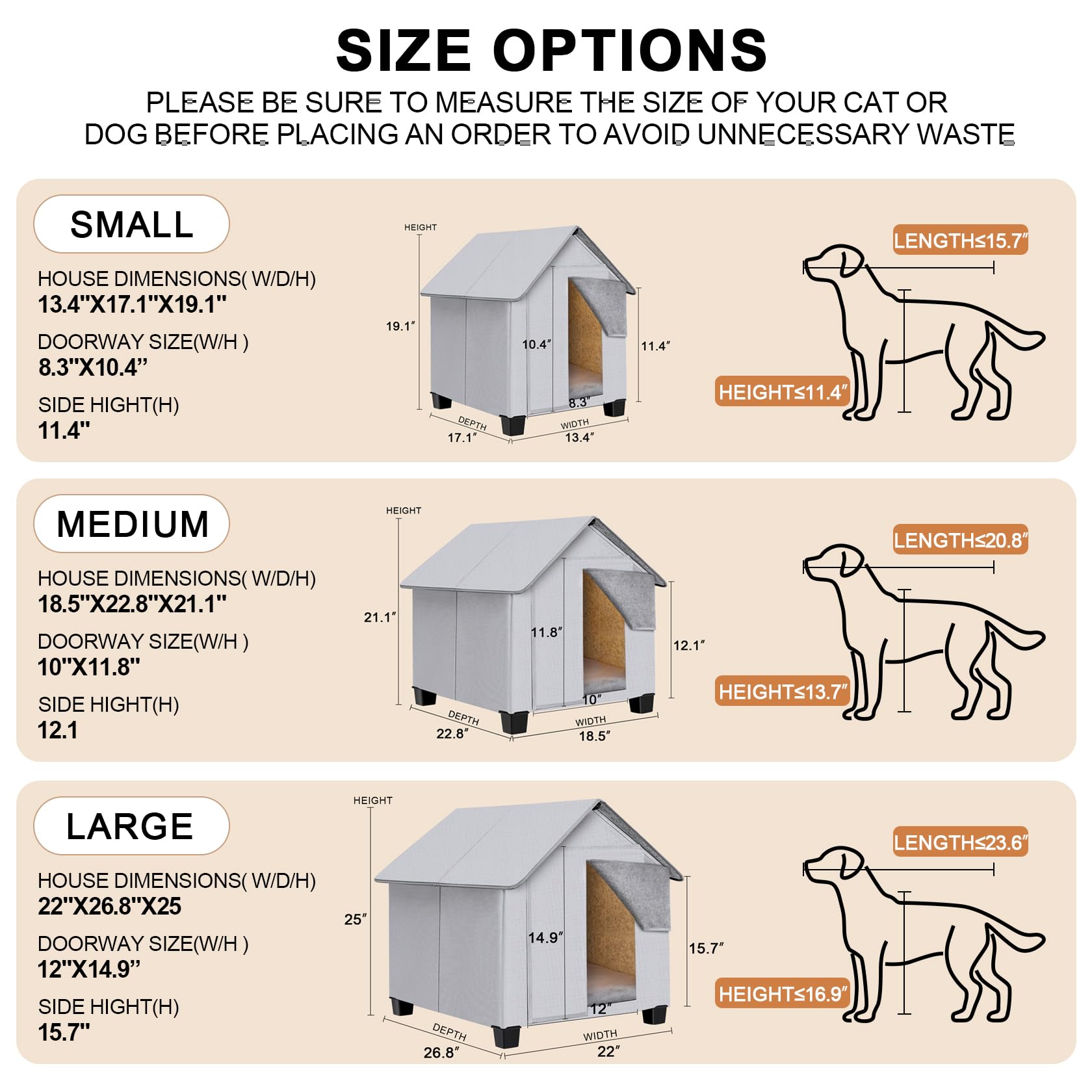 SHINEBBYS outdoor dog house reinforced inner frame for stability