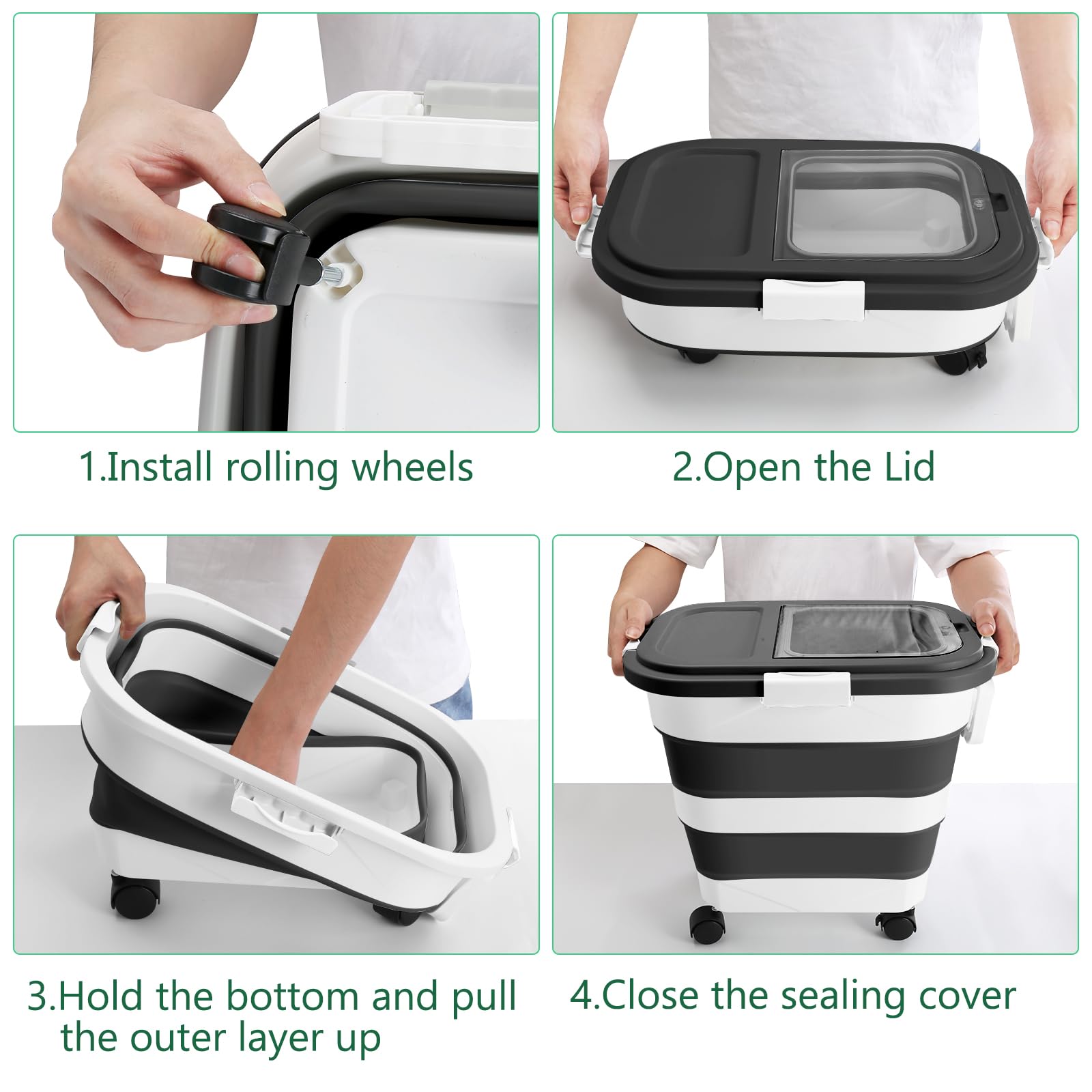ShineMe four-side locking lids keep kibble secure and odors contained.