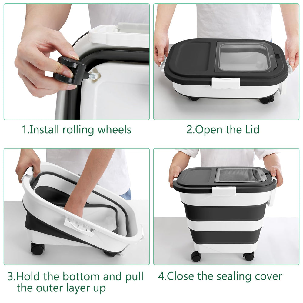 ShineMe four-side locking lids keep kibble secure and odors contained.