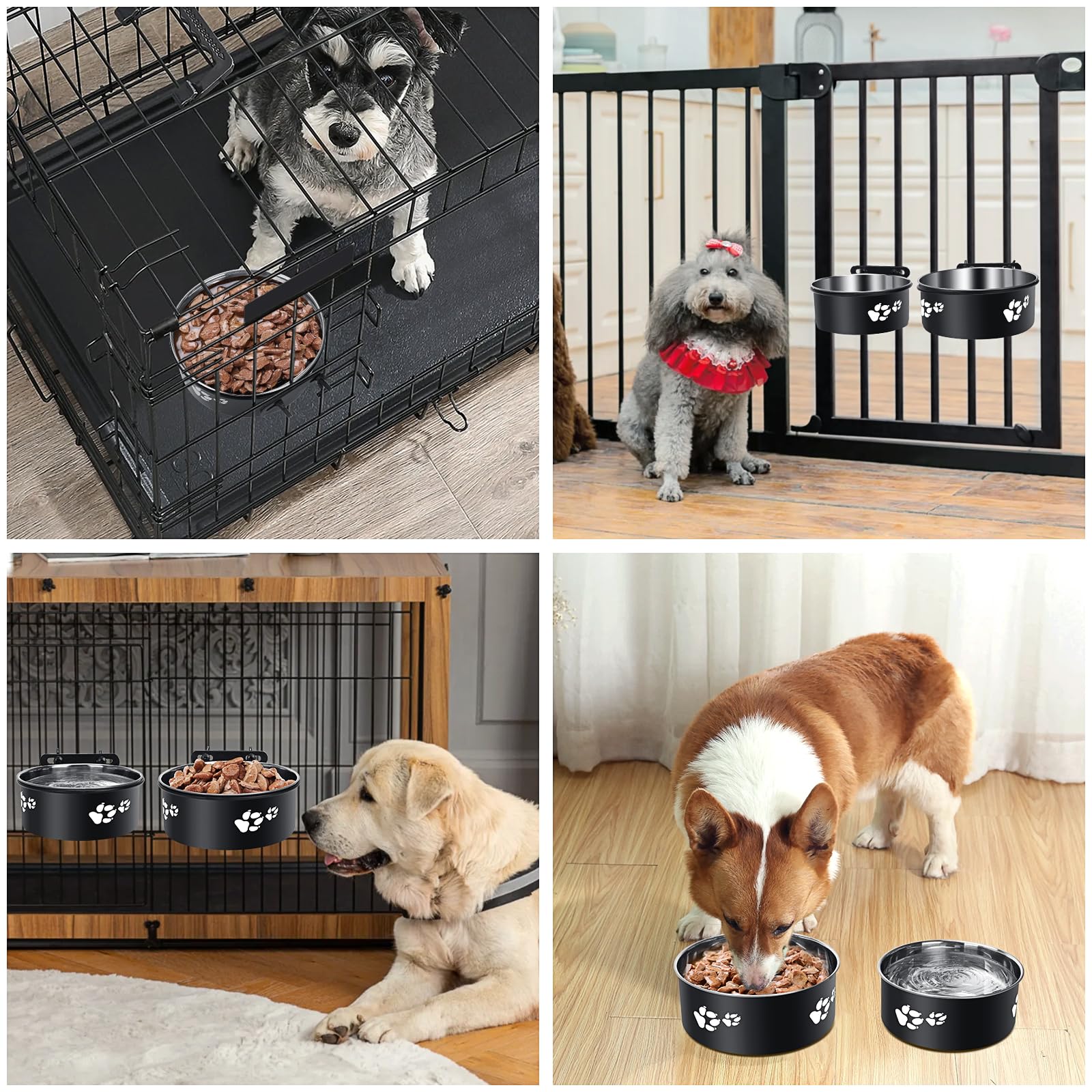 ShineMe two-size kennel bowl set for food and water