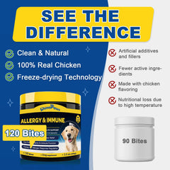 SHINEPAWS dog allergy chews close-up bites show crunchy texture