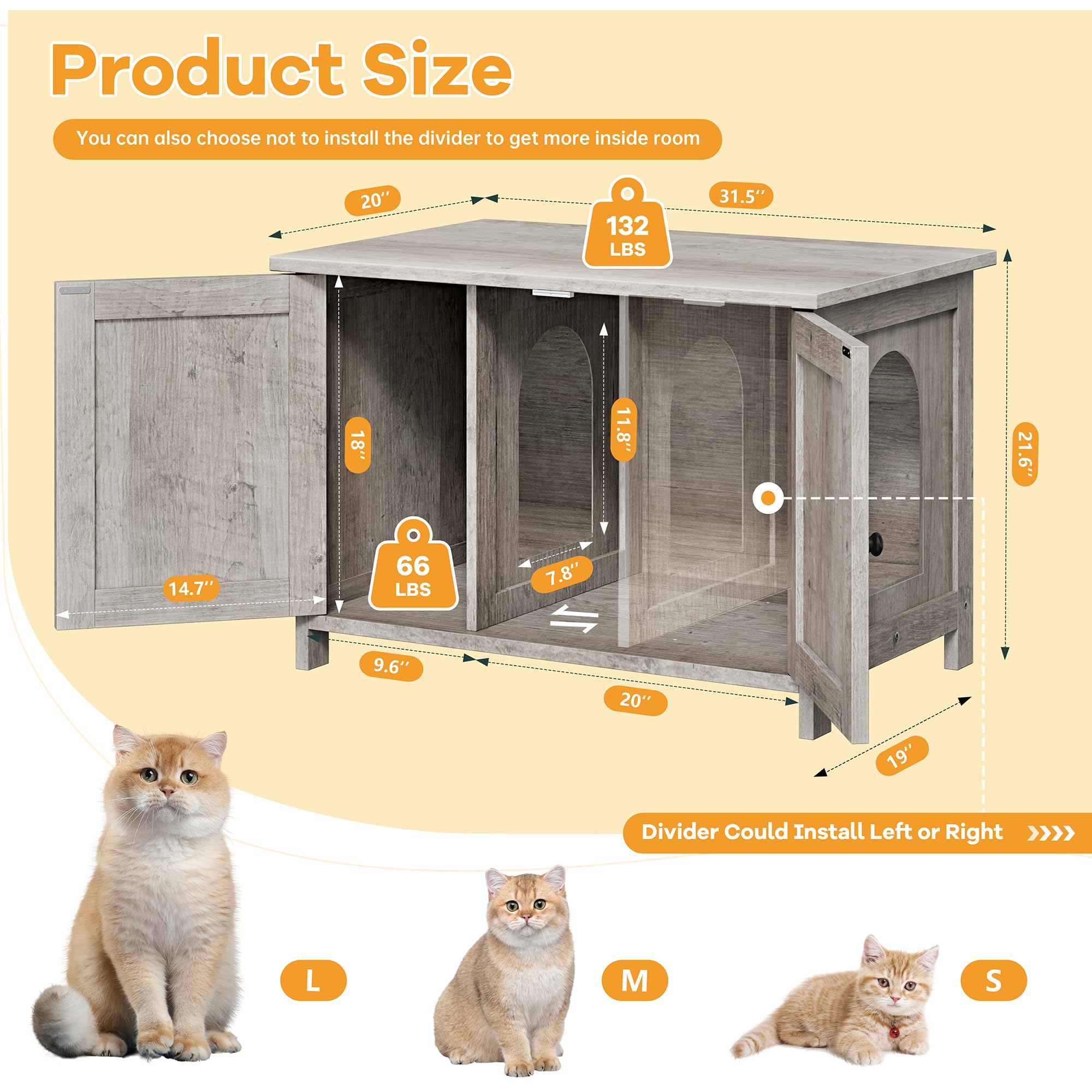 Shintenchi litter enclosure with side entrances provides ventilation for your cat.