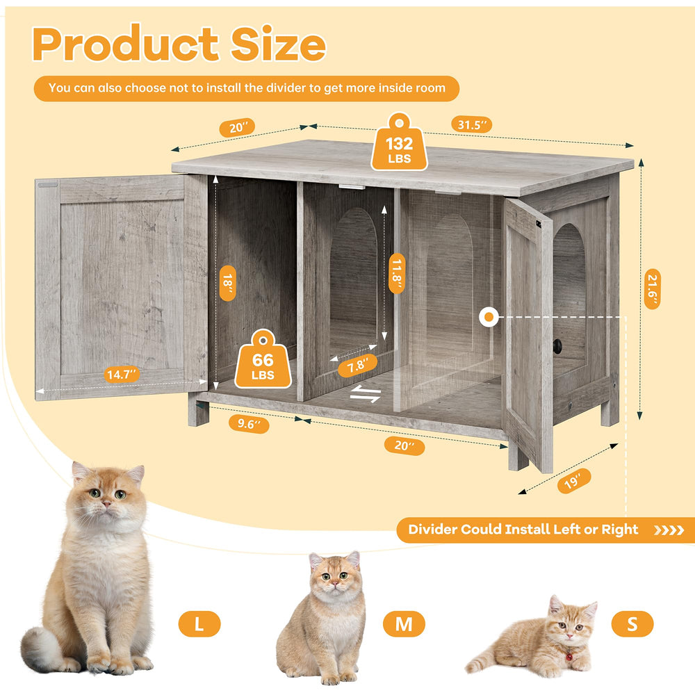 Shintenchi litter enclosure with side entrances provides ventilation for your cat.
