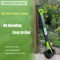 ShinyDew pooper scooper with attached bag dispenser for easy pickup.