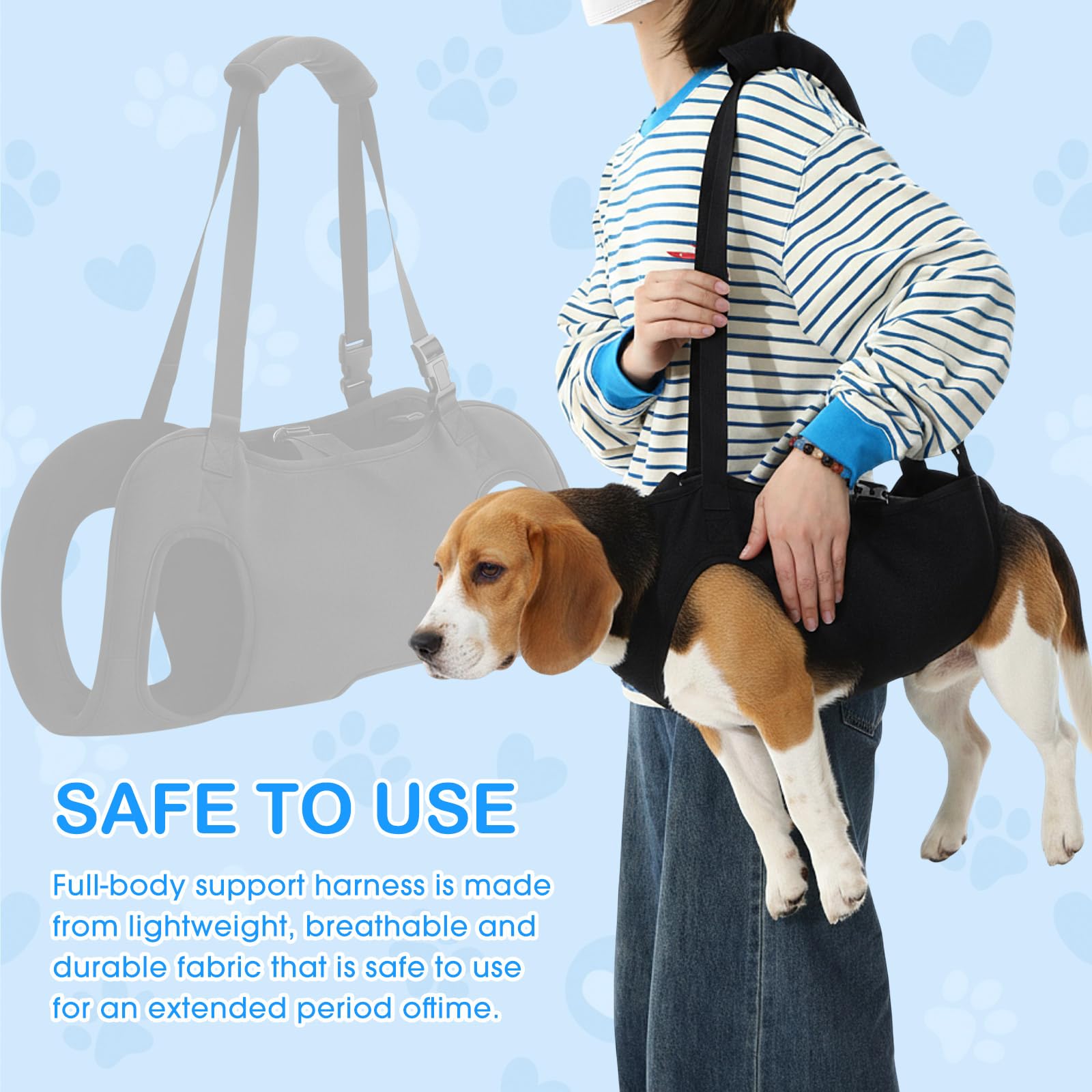 Shinylin dog lift harness with adjustable straps supports seniors during stairs.