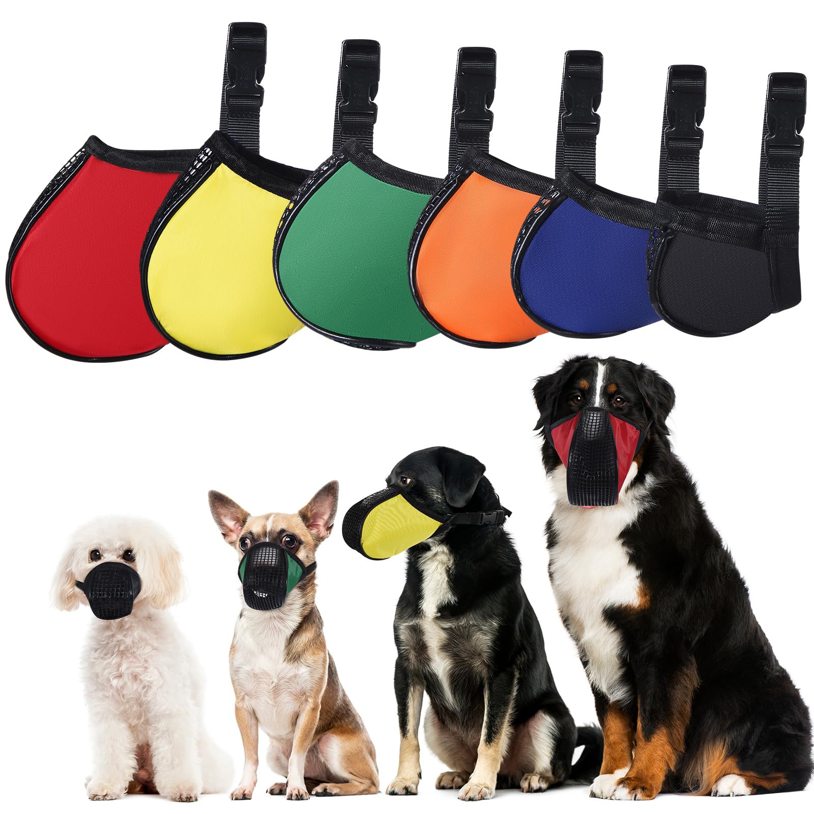 Shinylin dog muzzle 6 sizes for secure, comfortable fit.
